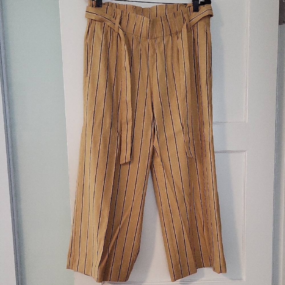 J. Jill Mustard and Black Striped Pants